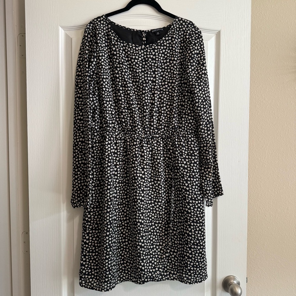 J Crew Mercantile black and white heart dress tulip hem 14